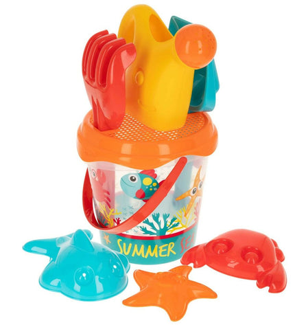 Colorbaby Strandspeelgoedset with 16 polypropyleen pieces, colorful toys for outdoor play and fun activities.