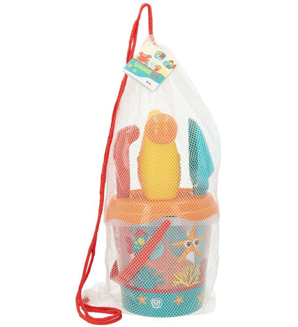 Colorbaby Strandspeelgoedset with 16 polypropyleen pieces, colorful outdoor and indoor play toys for children.