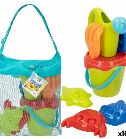 Colorbaby polypropyleen strandspeelgoedset with 18 pieces, colorful outdoor and sports toy for children.