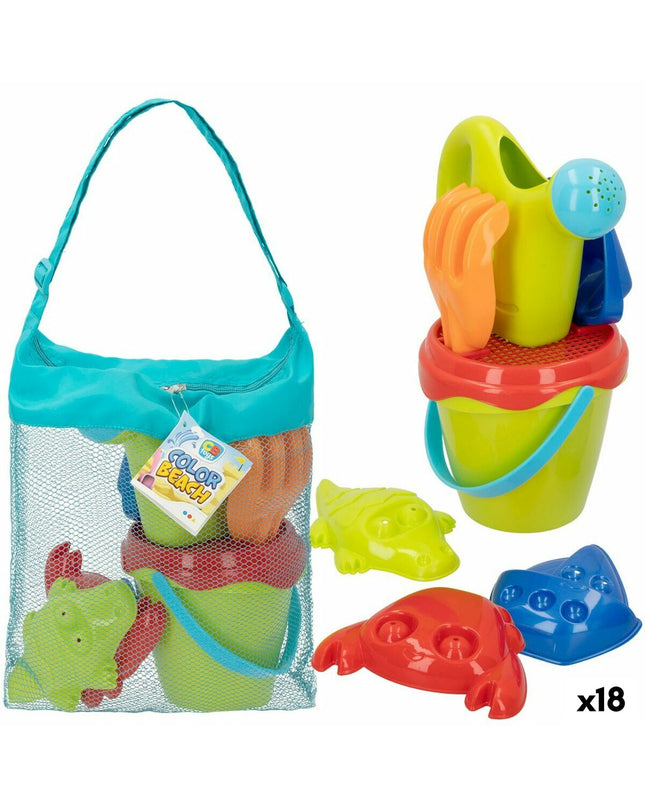 Colorbaby polypropyleen strandspeelgoedset with 18 pieces, colorful outdoor and sports toy for children.