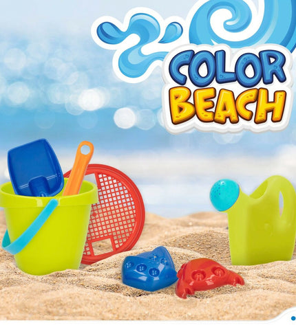 Colorbaby polypropyleen strandspeelgoedset with 18 pieces, colorful plastic toys for outdoor play and sports activities.
