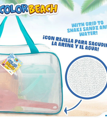 Colorbaby polypropyleen strandspeelgoedset with 12 colorful pieces, ideal for outdoor play and sports activities.