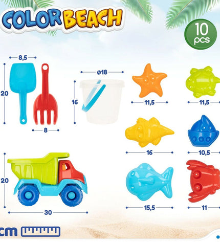 Colorbaby plastic strand toy set with 8 colorful pieces for outdoor play and sports activities.