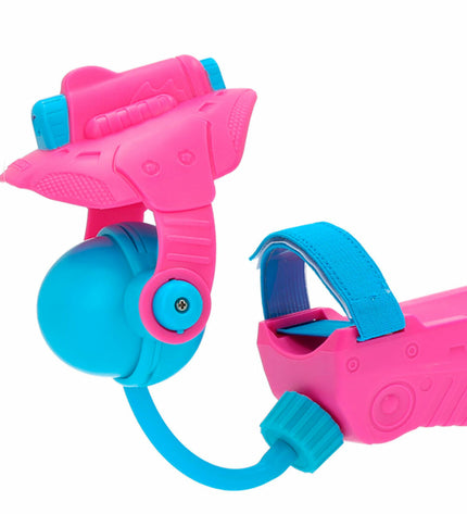 Eolo Waterpistool Hydro Charger in pink, 300 ml, showing six toy water guns for outdoor play and water fights.