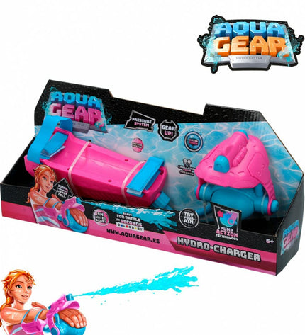 Eolo Waterpistool Hydro Charger roze 300 ml set of 6, colorful toy water guns for outdoor play, measuring 38 x 8 x 7.5 cm each.