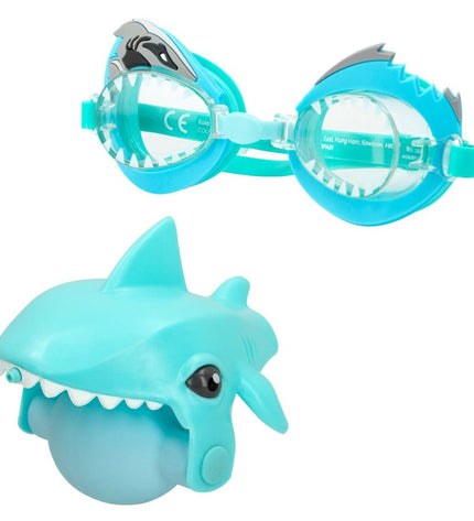 Set of six Eolo Shark water pistols in blue with shark design, measuring 13.5 x 5.5 x 3 cm, for outdoor water play and fun.