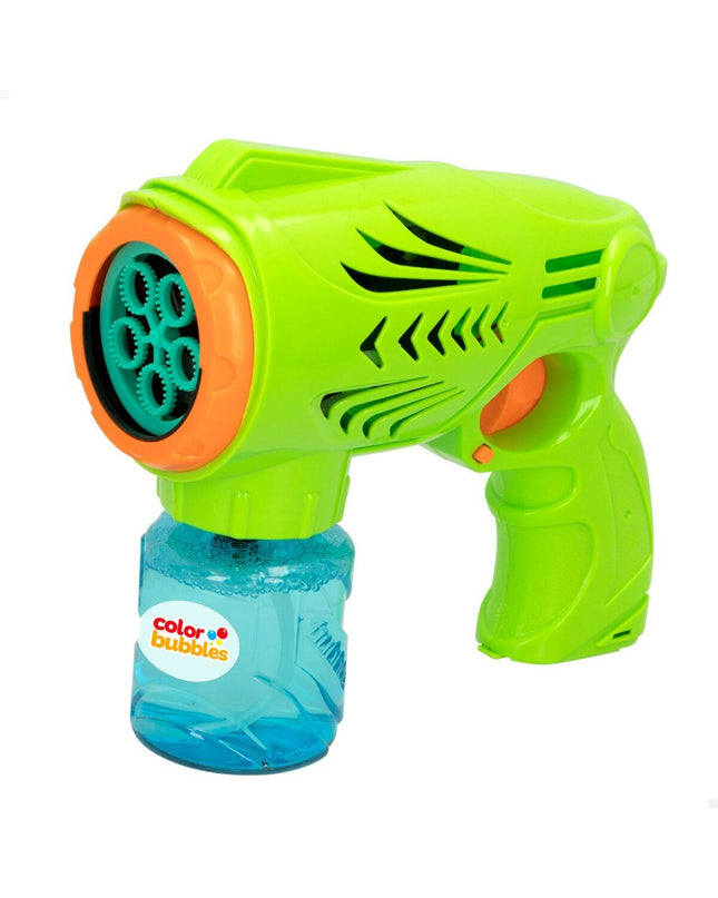 Colorbaby green bubble blowing toy set with 6 colorful bubble solutions in 150 ml bottles, ideal for outdoor play.