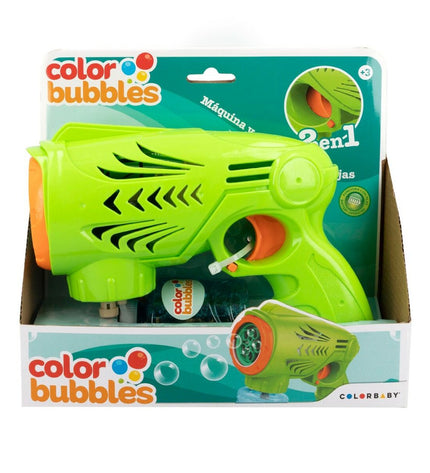 Set of six Colorbaby green bubble blowing toys, 150ml each, for outdoor play and fun, measuring 20 x 16.5 x 8 cm.