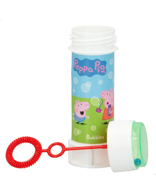 Peppa Pig Bellenblazer 60ml toy with colorful bubbles, measuring 3.7 x 11.5 x 3.7 cm, suitable for outdoor play.
