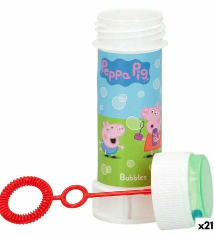 Peppa Pig-themed bubble blaster toy, 60 ml, colorful plastic toy for outdoor play, featuring Peppa Pig branding and vibrant design.