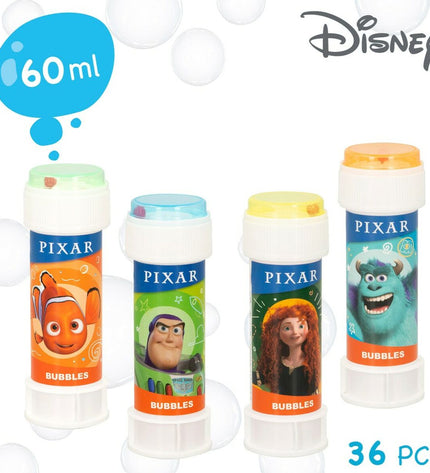 Pixar Bellenblazer 60 ml toy set with 216 bubbles, featuring colorful bubbles and playful design, ideal for outdoor fun.