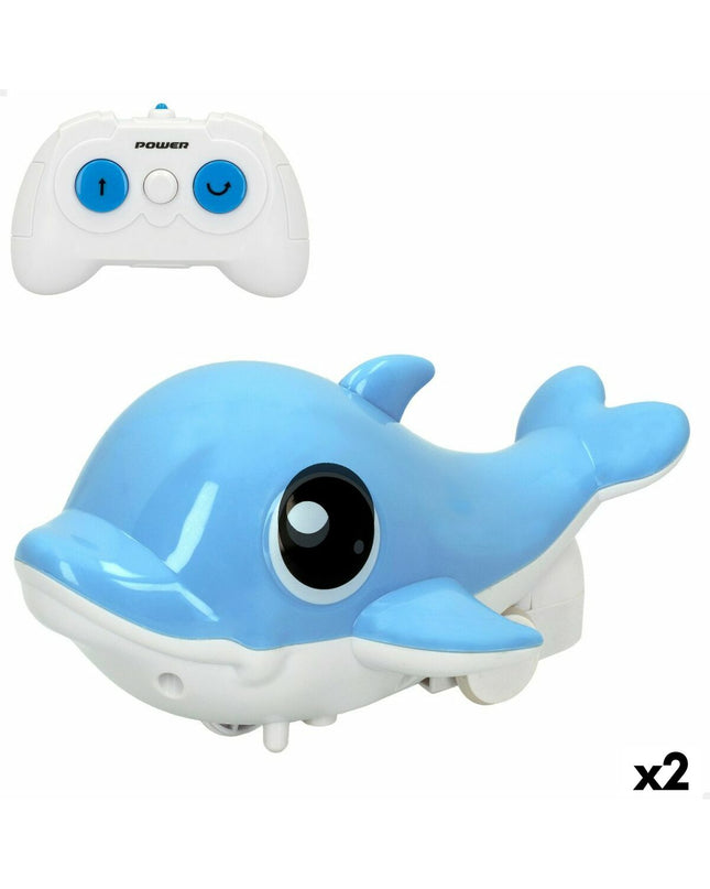 Colorbaby Radiogestuurde Dolfijn speelgoedboot set with two remote-controlled dolphin boats, ideal for children’s play and entertainment.