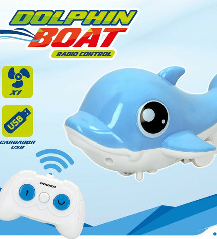 Two Colorbaby dolphin remote-controlled boats in vibrant blue and yellow, designed for playful water adventures.
