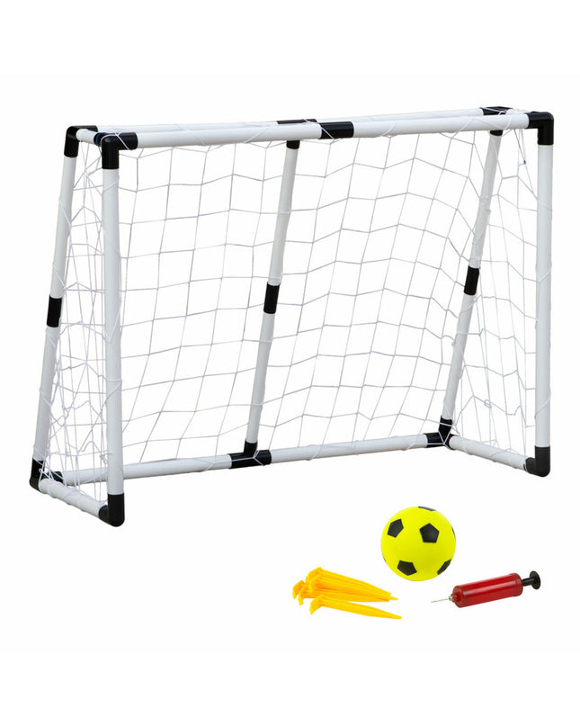 Pair of Colorbaby football goal posts, 131x101x59 cm, suitable for outdoor sports, with white frames and netting.