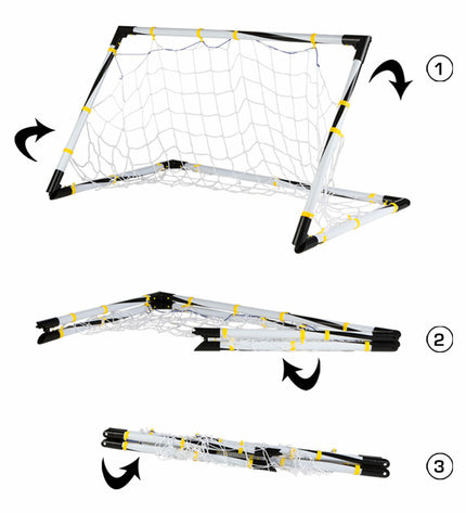 Pair of Colorbaby foldable football goals in 100x70x70 cm, suitable for outdoor soccer practice, shown in a sports setting