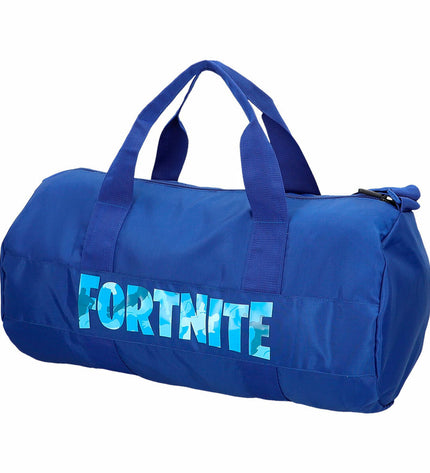 Fortnite blue sports bag set featuring six durable bags, 54x27x27 cm size, perfect for outdoor and fan sports activities.