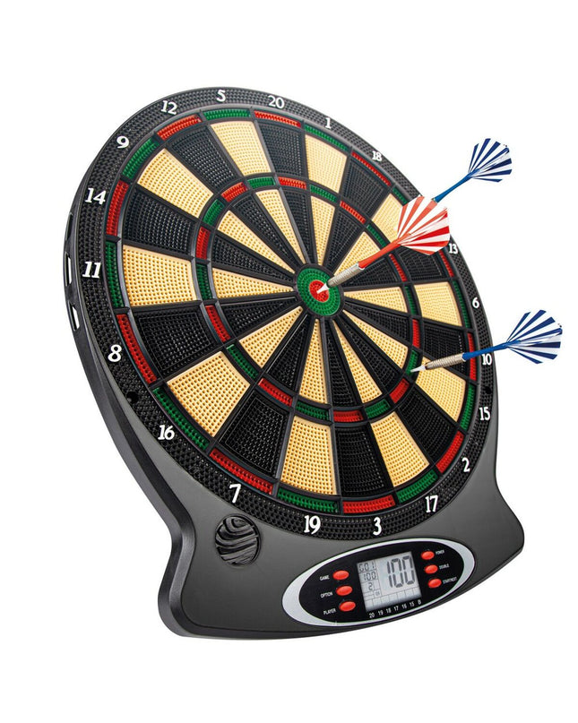 Set of four Colorbaby electronic dartboards, 38x43 cm, ideal for indoor dart games with colorful target areas.