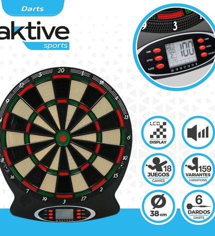 Set of four Colorbaby electronic dartboards, 38x43cm, designed for indoor darts and outdoor game fun.