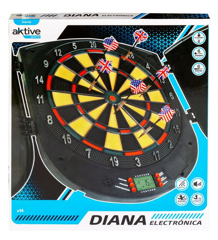 Two Aktive electronic dartboards, 45x50 cm, with colorful dart targets, designed for indoor sport and outdoor dart game fun.