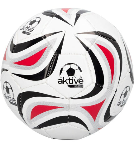 Set of 12 Aktive white PVC soccer balls, 22cm diameter, suitable for sport and outdoor use, with active design.