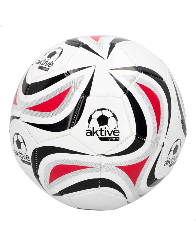 Set of 12 Aktive white PVC soccer balls, 22cm diameter, suitable for sport and outdoor use, with active design.