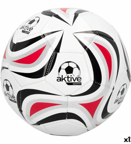 Set of 12 white PVC soccer balls, 22 cm diameter, designed for outdoor sports by Aktive.
