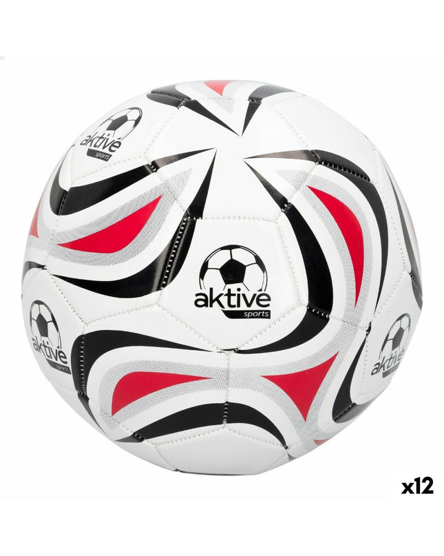 Set of 12 white PVC soccer balls, 22 cm diameter, designed for outdoor sports by Aktive.