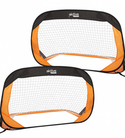 Set of 2 Aktive soccer goals, 120x80x80 cm, suitable for outdoor sports, with sturdy frame and netting for soccer practice.