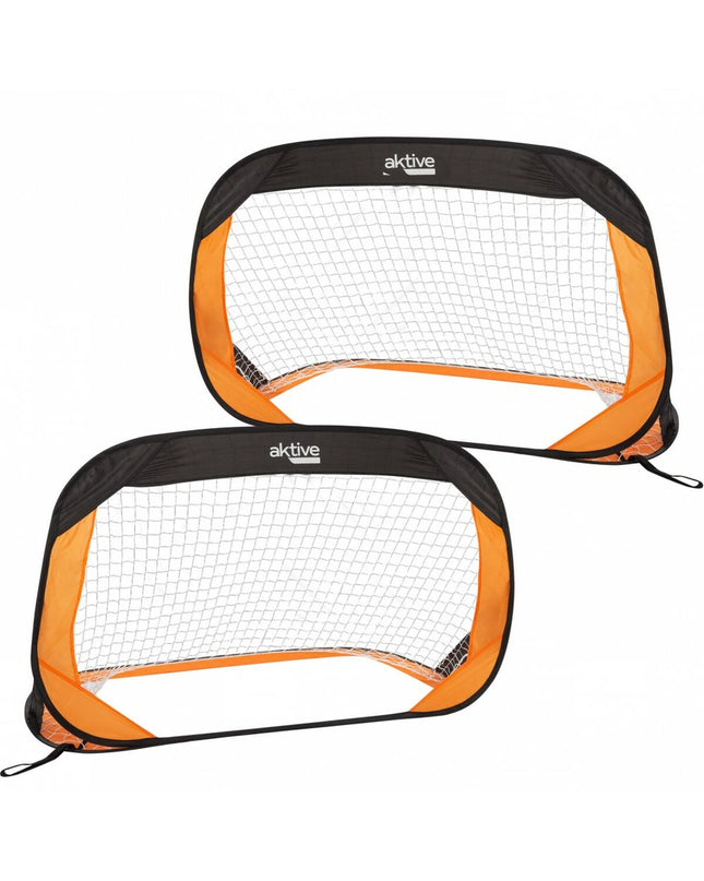 Set of 2 Aktive soccer goals, 120x80x80 cm, suitable for outdoor sports, with sturdy frame and netting for soccer practice.
