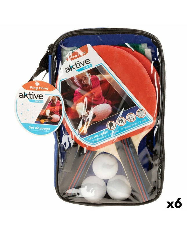 Set of six Aktive ping pong balls for table tennis, 15 x 25.5 x 1 cm, suitable for outdoor and indoor play.