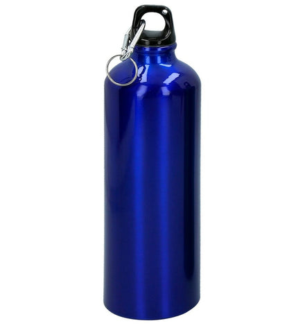 Aktive 750 ml water bottles with carabiner clips, aluminum construction, suitable for outdoor, camping, and hiking activities.