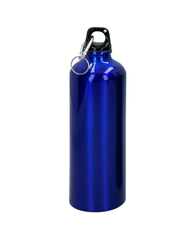 Aktive 750 ml water bottles with carabiner clips, aluminum construction, suitable for outdoor, camping, and hiking activities.