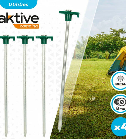 Aktive camping sharingen, 25 cm long with 4 parts, 8 mm diameter, set of 24 for outdoor camping and hiking gear.