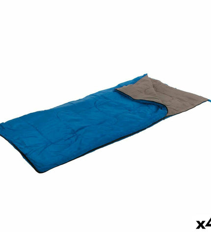 Set of four Aktive outdoor sleeping bags in navy and grey, designed for camping and hiking, dimensions 190x75 cm.