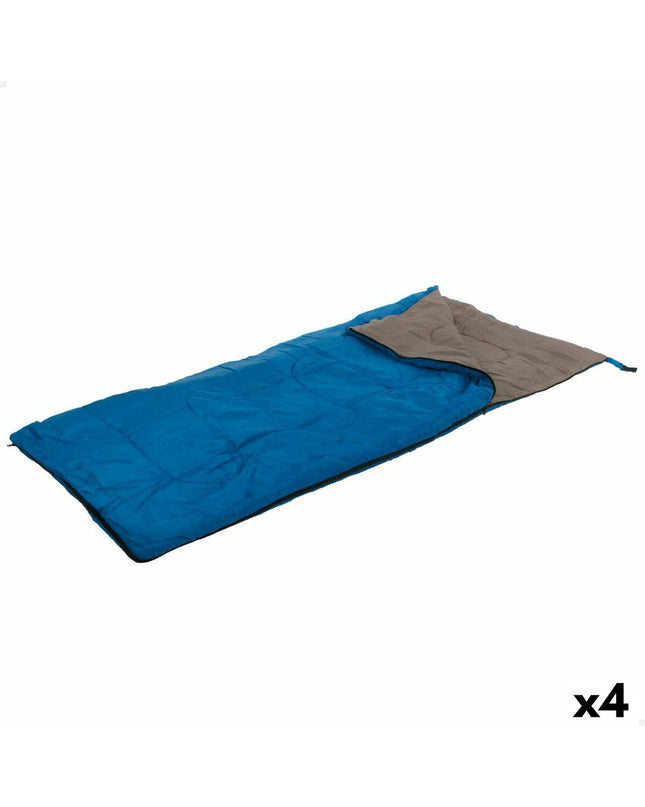 Set of four Aktive outdoor sleeping bags in navy and grey, designed for camping and hiking, dimensions 190x75 cm.