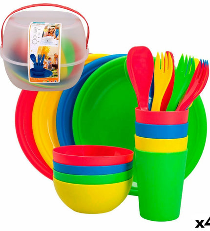 Aktive picknickset with 4 polypropylene plates, 22.5 cm, suitable for outdoor camping and hiking activities.