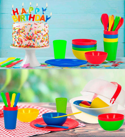 Set of four Aktive picnic utensils in polypropylene, suitable for outdoor camping and hiking activities.