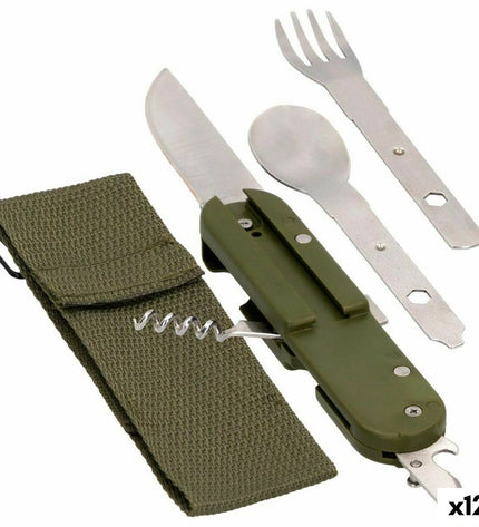Aktive bestekken set with 12 durable utensils for camping and outdoor activities, including spoons, forks, and knives.
