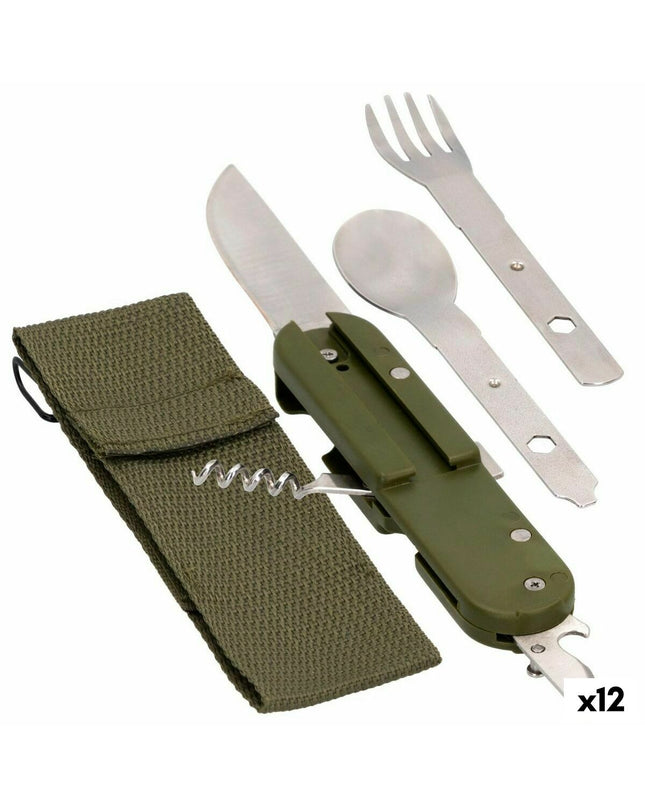 Aktive bestekken set with 12 durable utensils for camping and outdoor activities, including spoons, forks, and knives.