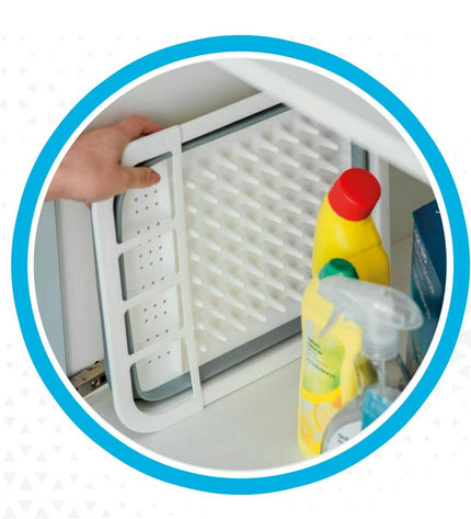 Foldable kitchen dish rack by Aktive, six-piece set, designed for outdoor camping and kitchen organization.