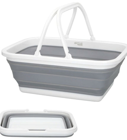 Set of six Aktive folding camping and outdoor cups, ideal for hiking, camping, and outdoor activities.