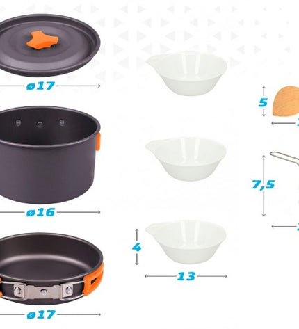 Aktive 4-piece kitchen set for outdoor camping, including pots and utensils, ideal for outdoor cooking and camping adventures.
