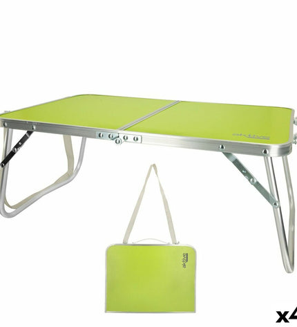Set of four Aktive Vouwtafel Aktive Pistache outdoor folding tables, 60x25x40 cm, for camping and outdoor activities.