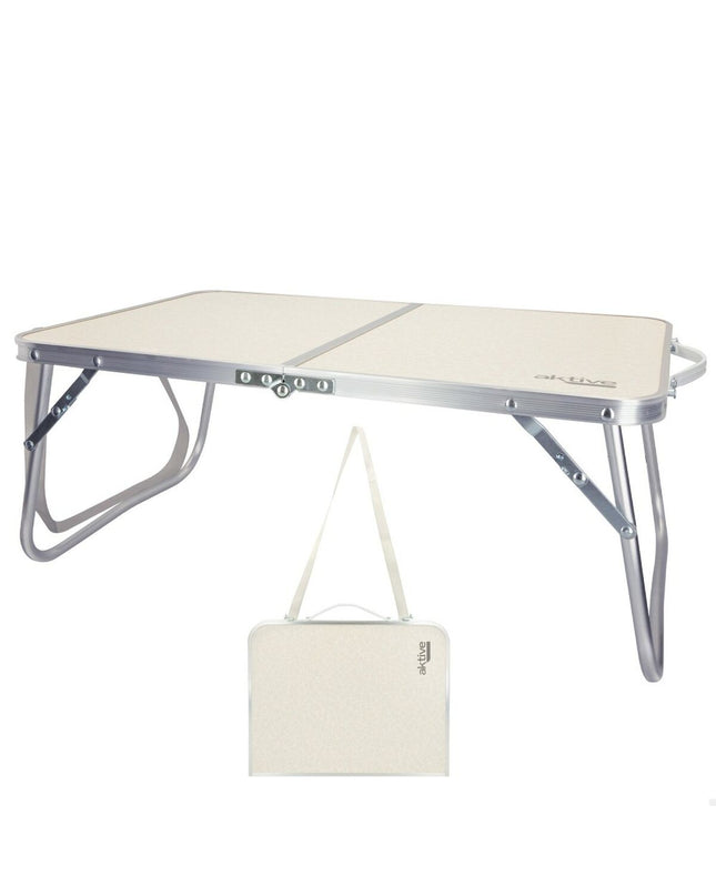 Set of four Aktive Vouwtafel Aktive Crème camping tables, foldable, 60x25x40 cm, ideal for outdoor activities and camping.