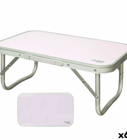 Set of six Aktive Mauve folding tables, outdoor camping and hiking accessory, 56 x 24 x 34 cm, lightweight and portable.