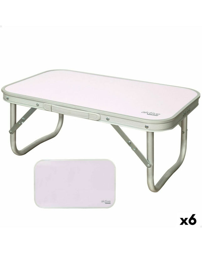 Set of six Aktive Mauve folding tables, outdoor camping and hiking accessory, 56 x 24 x 34 cm, lightweight and portable.