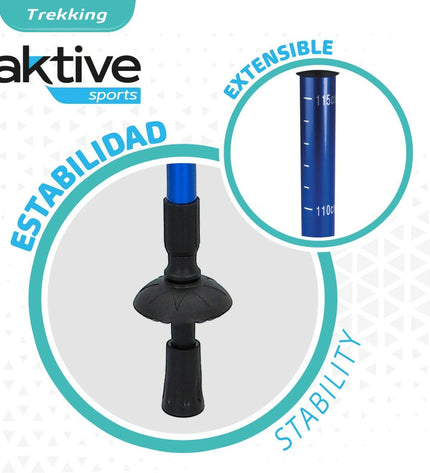 Set of 10 Aktive aluminium trekking poles, 135 cm, ideal for outdoor hiking and camping adventures.