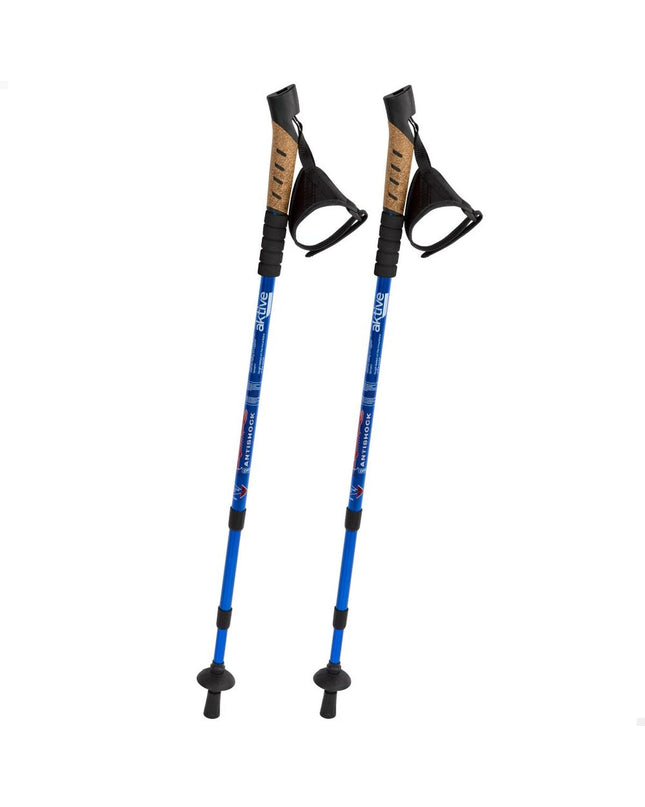 Set of 2 Aktive trekking poles for outdoor hiking, with adjustable length and durable construction, ideal for camping and outdoor activities.
