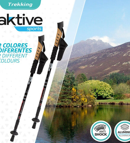 Set of 2 Aktive trekking poles for outdoor hiking, featuring adjustable length and durable design for camping and trekking activities.