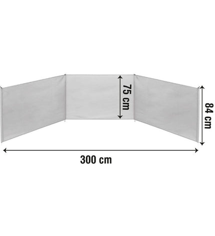 Aktive windscherm for outdoor camping and hiking, measuring 300 x 84 cm, lightweight and weather-resistant for outdoor activities.